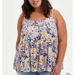 Torrid Tiered Cami Gauze floral purple